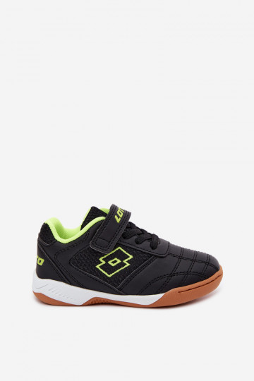 Black children's sports shoes with sticky fasteners LOTTO INHIZZER 2600120K 2