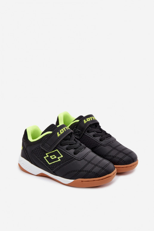 Black children's sports shoes with sticky fasteners LOTTO INHIZZER 2600120K