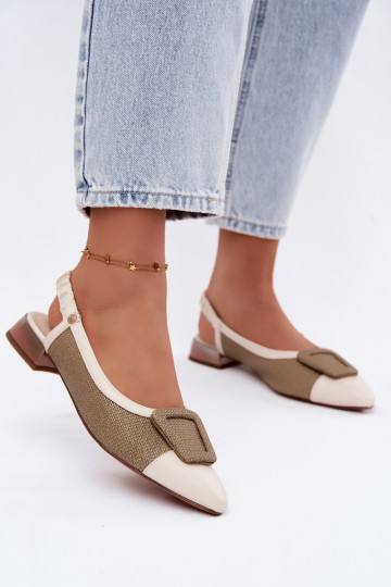 Women's sandals with decorative buckles sand color 2
