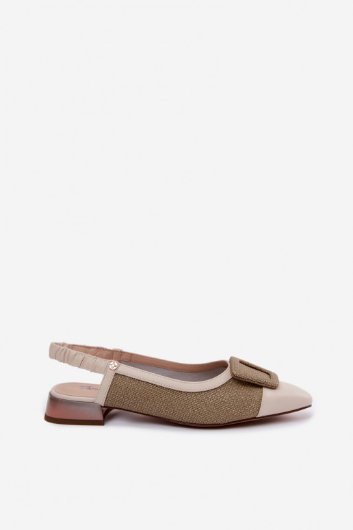 Women's sandals with decorative buckles sand color
