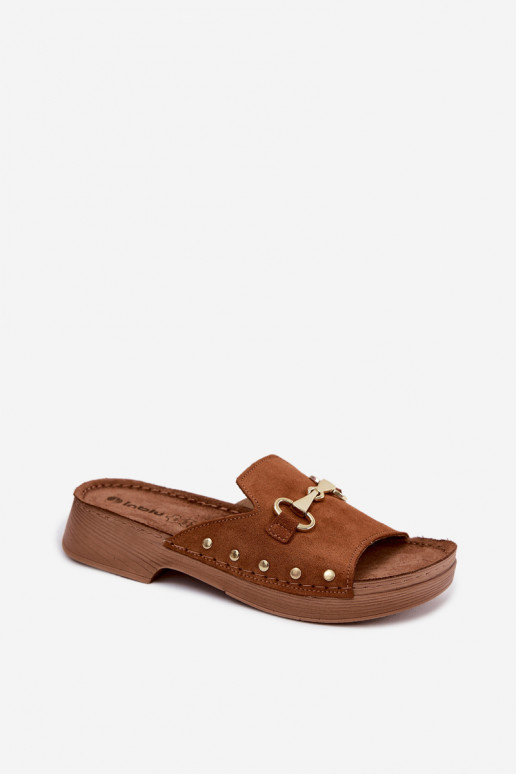 Women's faux suede slippers Inblu TF0002KU brown color