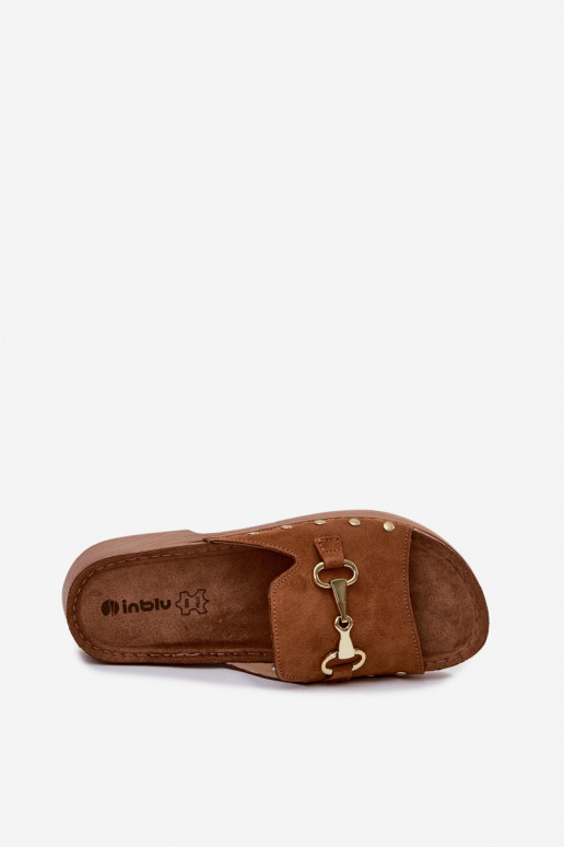Women's faux suede slippers Inblu TF0002KU brown color