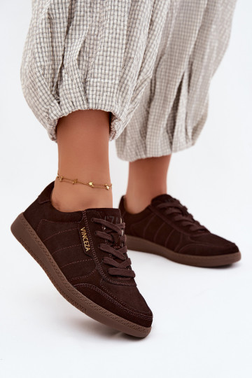 Męskie sneakersy z sztucznego zamszu Vinceza 79635 w kolorze czekoladowym