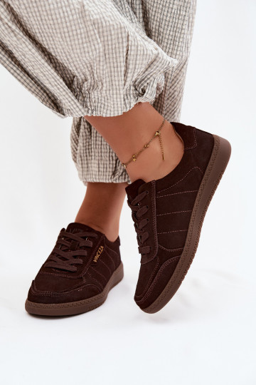 Men's faux suede sneakers Vinceza 79635 chocolate color 2