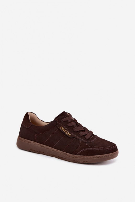 Men's faux suede sneakers Vinceza 79635 chocolate color