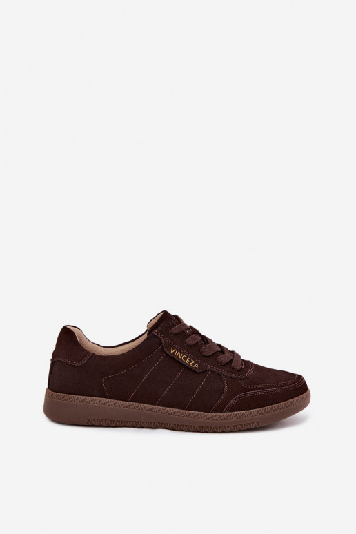 Men's faux suede sneakers Vinceza 79635 chocolate color