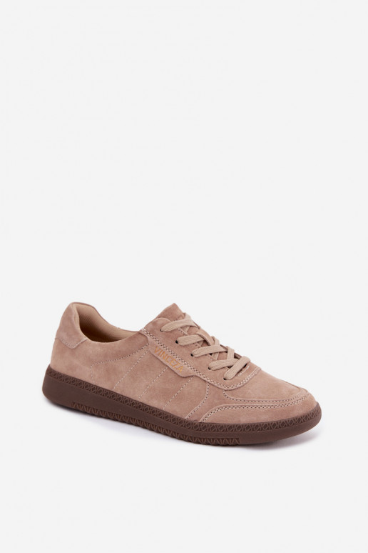 Men's faux suede sneakers Vinceza 79635 sand color