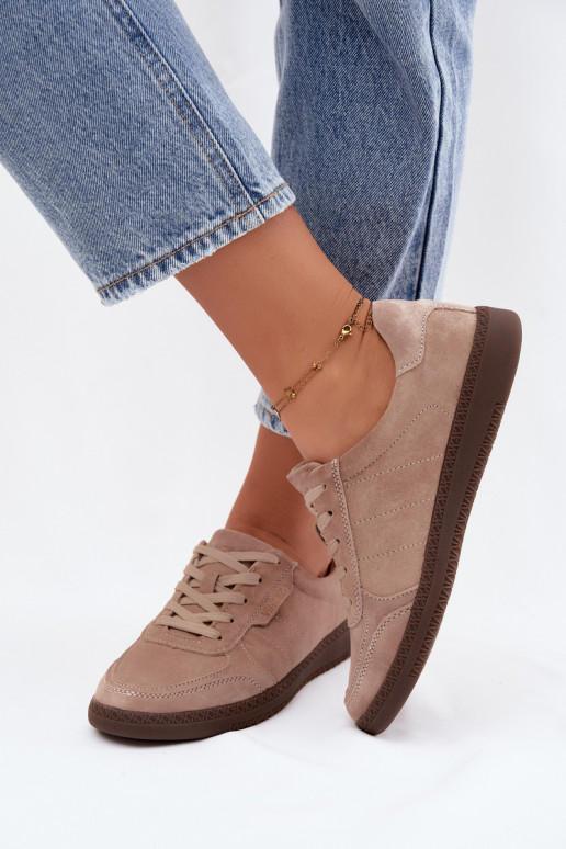 Men's faux suede sneakers Vinceza 79635 sand color