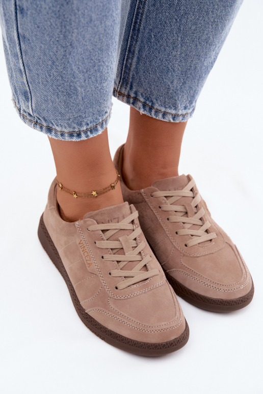 Men's faux suede sneakers Vinceza 79635 sand color
