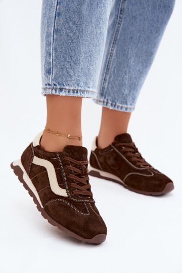 Men's faux suede platform sneakers chocolate color 2