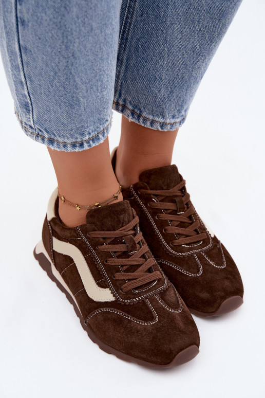 Men's faux suede platform sneakers chocolate color