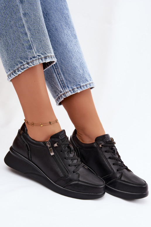 Damskie sneakersy na platformie Vinceza 79644 w kolorze czarnym