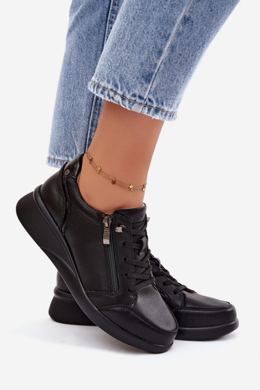 Women's platform sneakers Vinceza 79644 black color