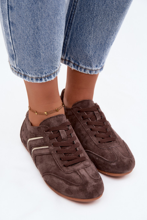 Men's faux suede sneakers chocolate color Sombra
