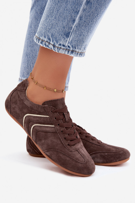 Men's faux suede sneakers chocolate color Sombra