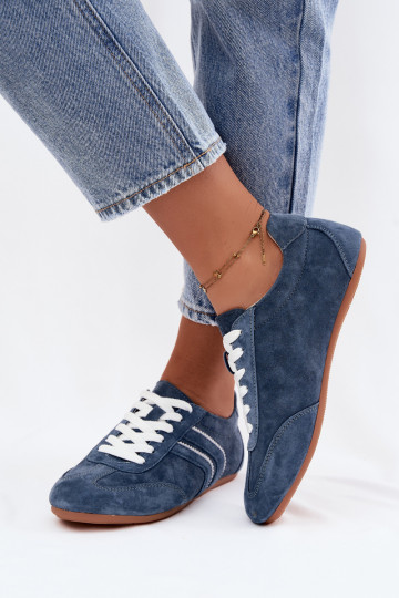 Men's faux suede sneakers blue color Sombra 2