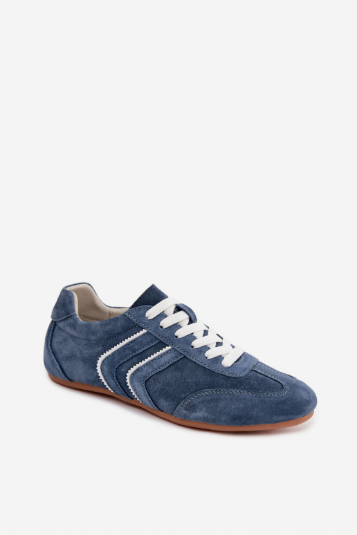 Men's faux suede sneakers blue color Sombra