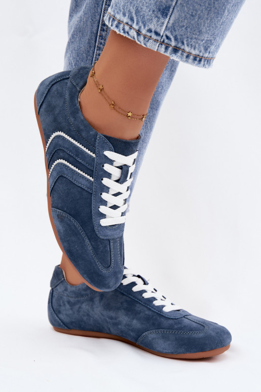 Men's faux suede sneakers blue color Sombra