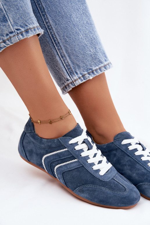 Men's faux suede sneakers blue color Sombra