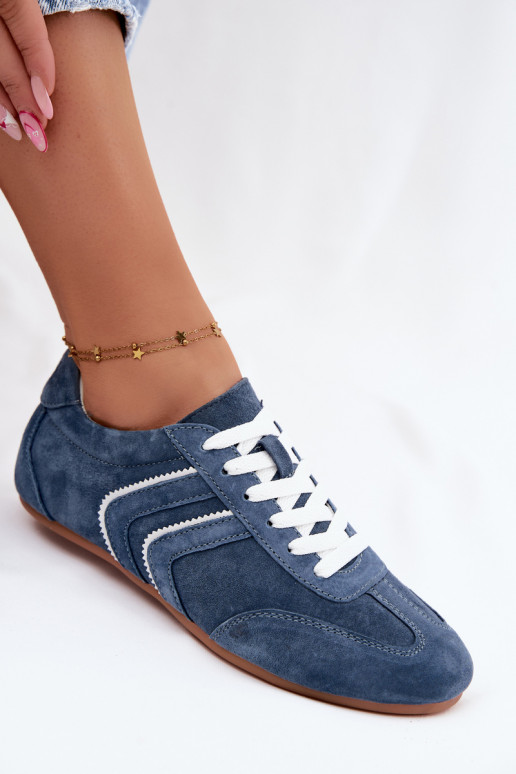 Men's faux suede sneakers blue color Sombra