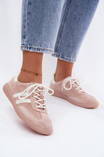 Men's faux suede sneakers pink color Ismina 2