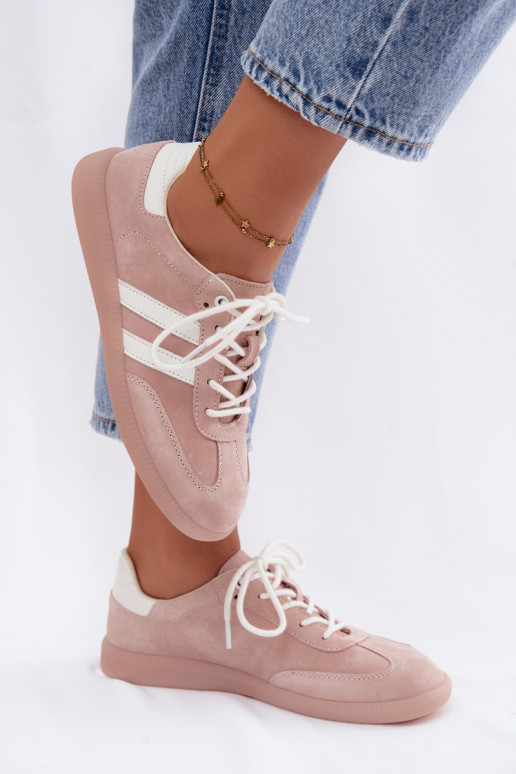 Men's faux suede sneakers pink color Ismina