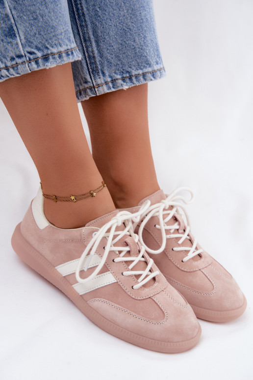 Men's faux suede sneakers pink color Ismina