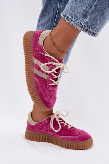 Women's Suede Sneakers Platform Pink-Beige Marisae