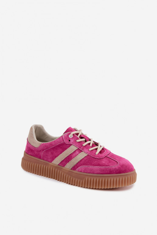 Męskie sneakersy na platformie z sztucznego zamszu w kolorze różowo-piaskowym