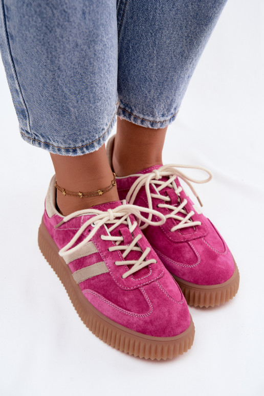 Men's faux suede platform sneakers pink-sand color