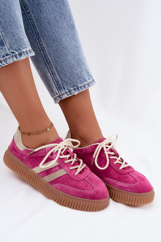 Men's faux suede platform sneakers pink-sand color
