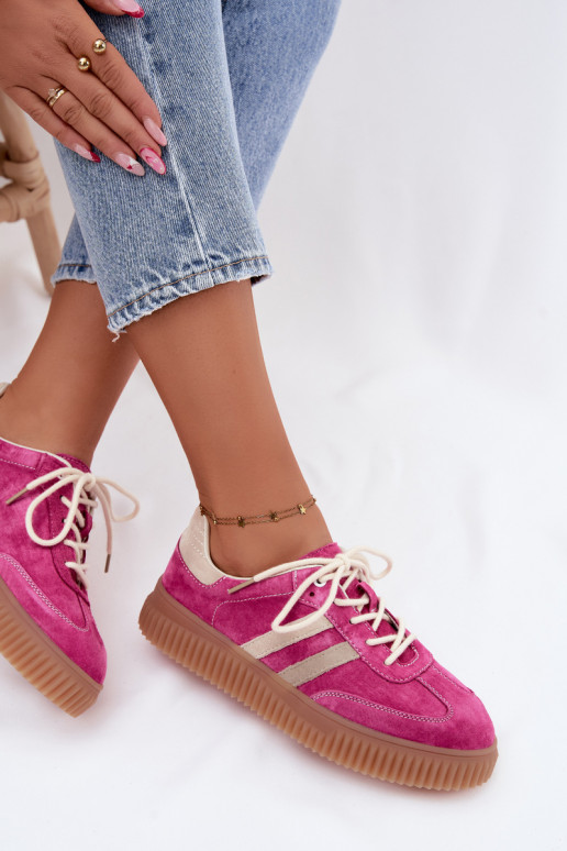Men's faux suede platform sneakers pink-sand color
