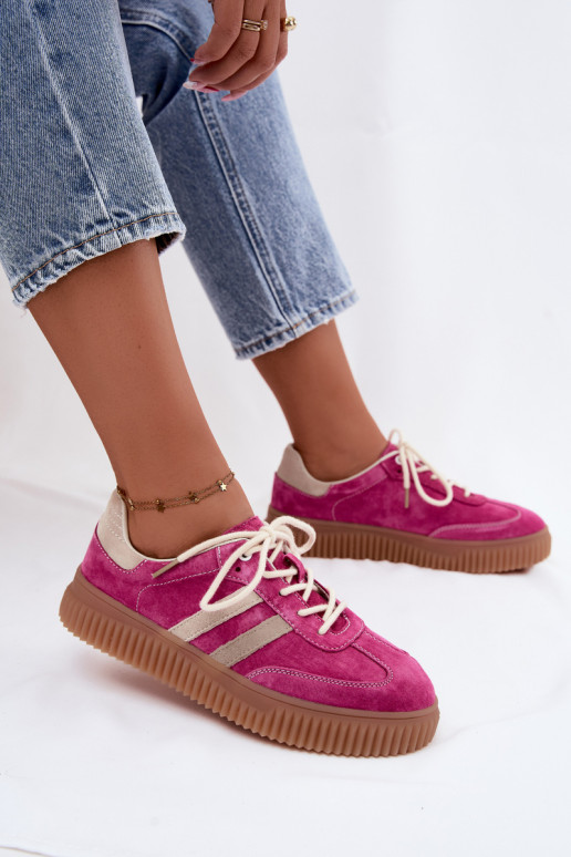 Men's faux suede platform sneakers pink-sand color