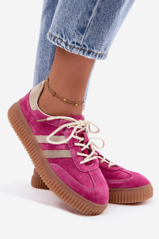Men's faux suede platform sneakers pink-sand color