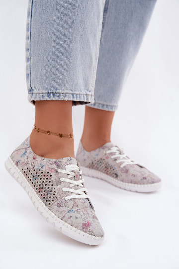 Patterned shoes with cut-out elements made of faux suede in various colors Tenebra