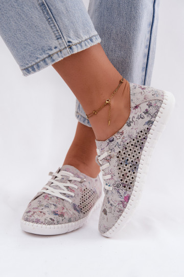 Patterned shoes with cut-out elements made of faux suede in various colors Tenebra 2