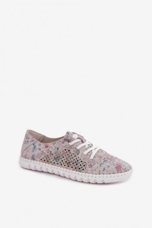 Patterned shoes with cut-out elements made of faux suede in various colors Tenebra