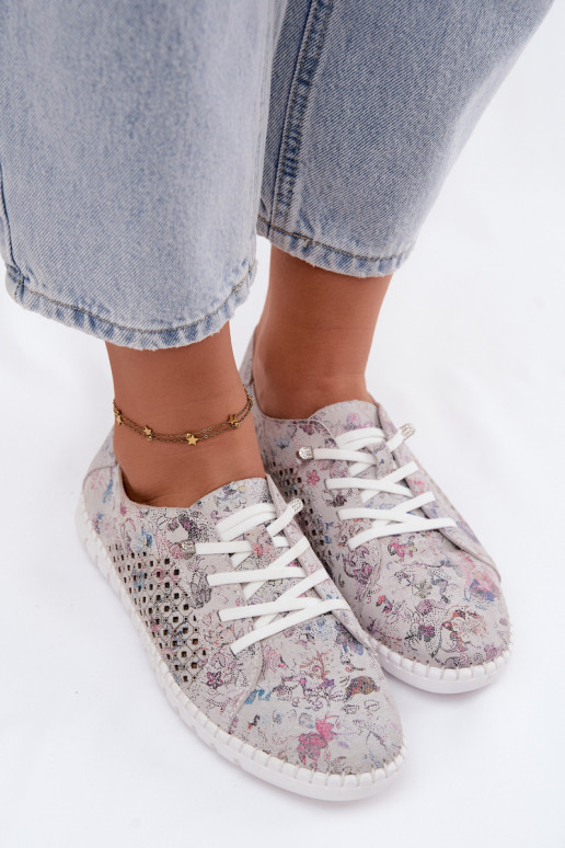 Patterned shoes with cut-out elements made of faux suede in various colors Tenebra