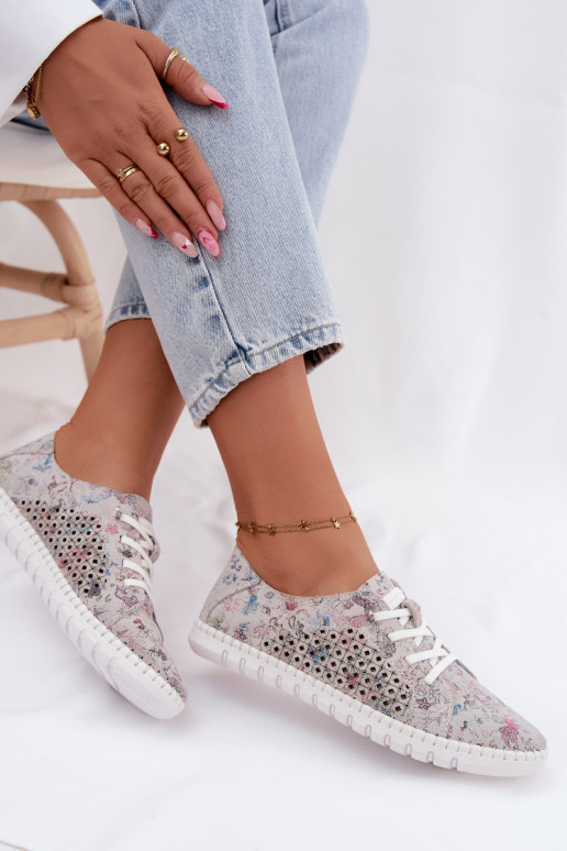 Patterned shoes with cut-out elements made of faux suede in various colors Tenebra
