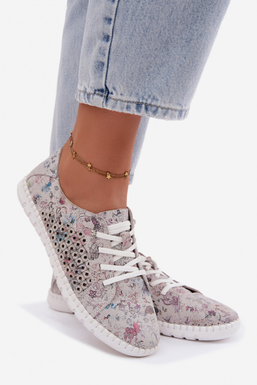 Patterned shoes with cut-out elements made of faux suede in various colors Tenebra