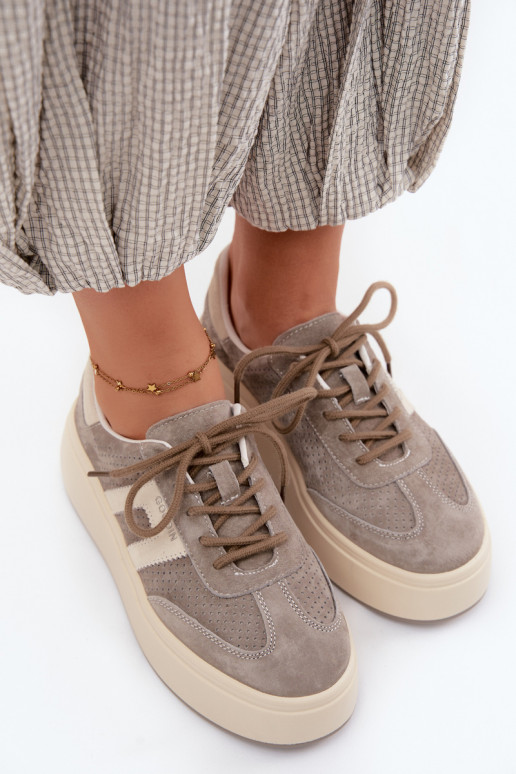 Women's Platform Sneakers With Perforation Grey Umbry