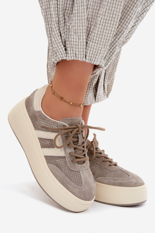 Women's Platform Sneakers With Perforation Grey Umbry