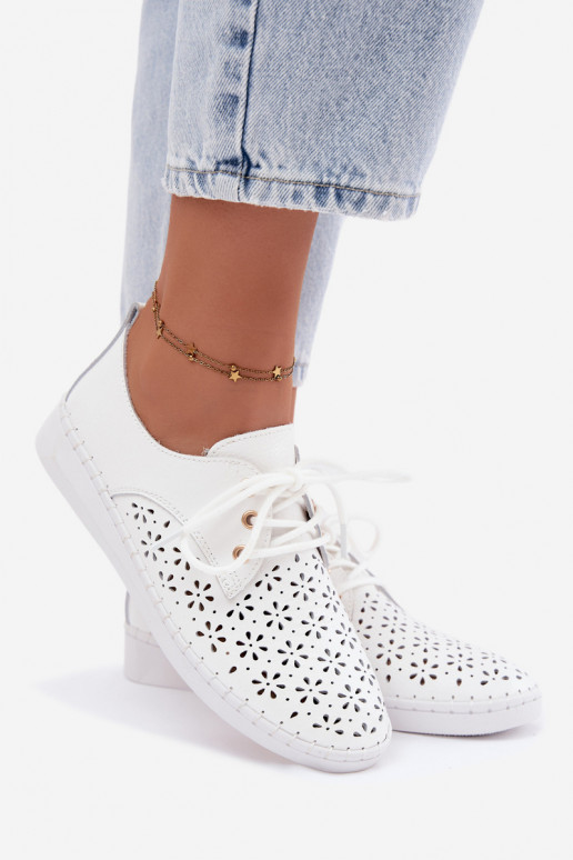 White women's shoes with cut-out elements Softie
