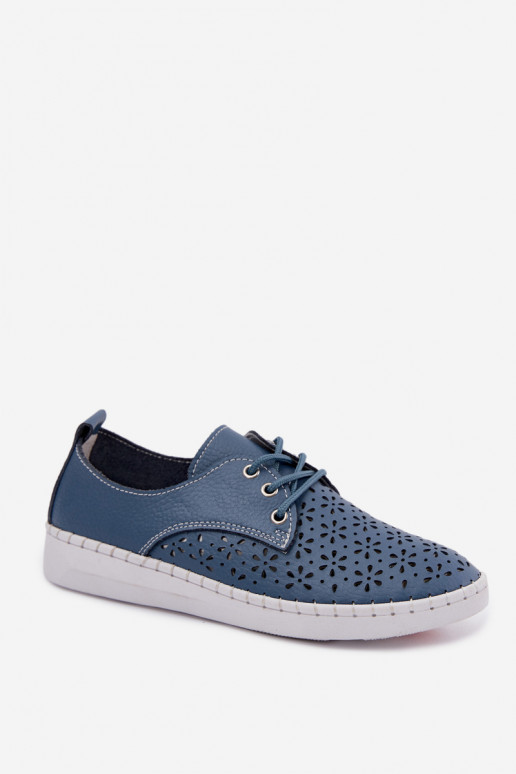 Granatowe damskie buty z ażurowymi elementami Softie