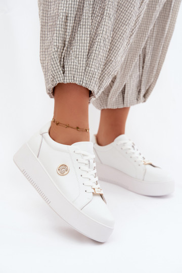 Białe damskie sneakersy z platformą Dainty 2