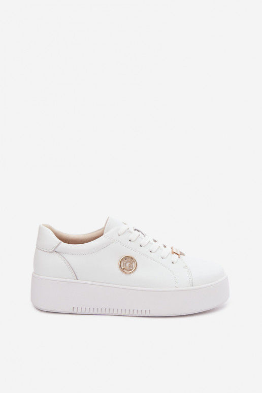 Women's Leather Sneakers On Platform White Dainty
