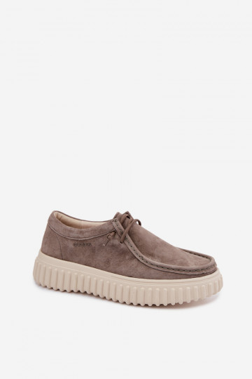 Clay-colored women's shoes made of faux suede with platform Jamila 2