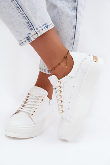 White women's sneakers with platform Zazoo N408S7