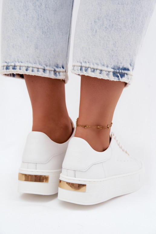 Leather Women's Sneakers With Platform Zazoo N408S7 White