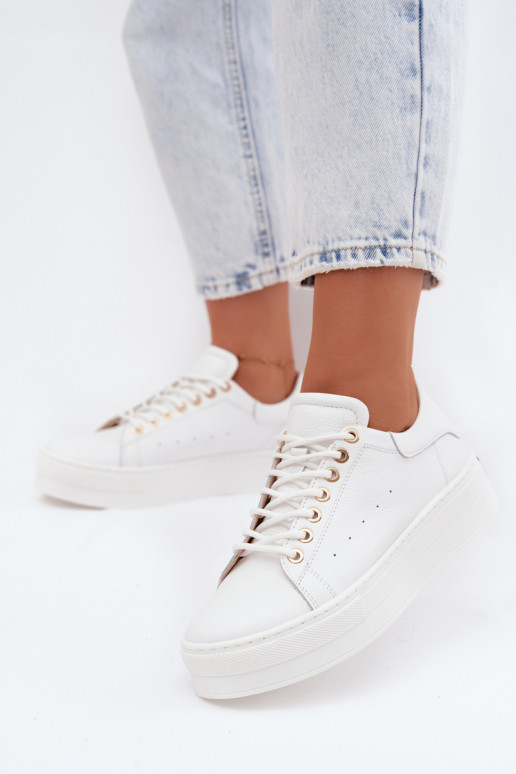 Białe damskie sneakersy z platformą Zazoo N408S7